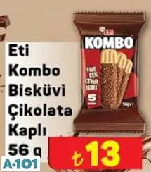 ETİ KOMBO BİSKÜVİ ÇİKOLATA KAPLI 56 G